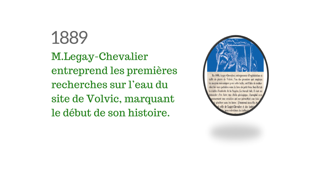 Premières recherches de M. Legay-Chevalier sur le site de Volvic en 1889 Premières recherches de M. Legay-Chevalier sur le site de Volvic en 1889